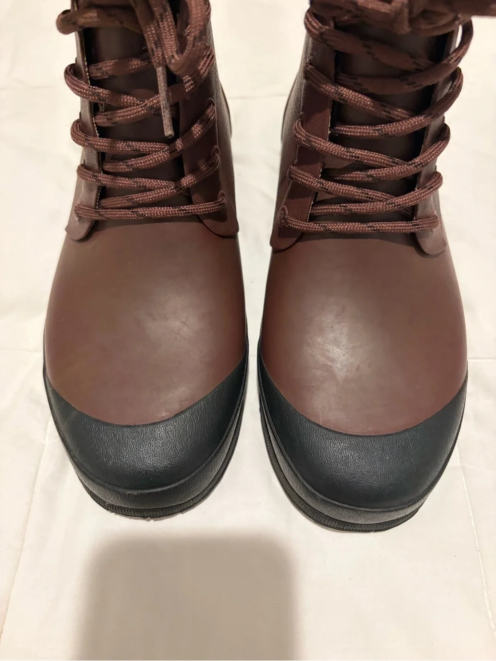 Madewell Lace Up Lug Sole Ankle Rain Boots Size 7 Shoes Red Black Waterproof